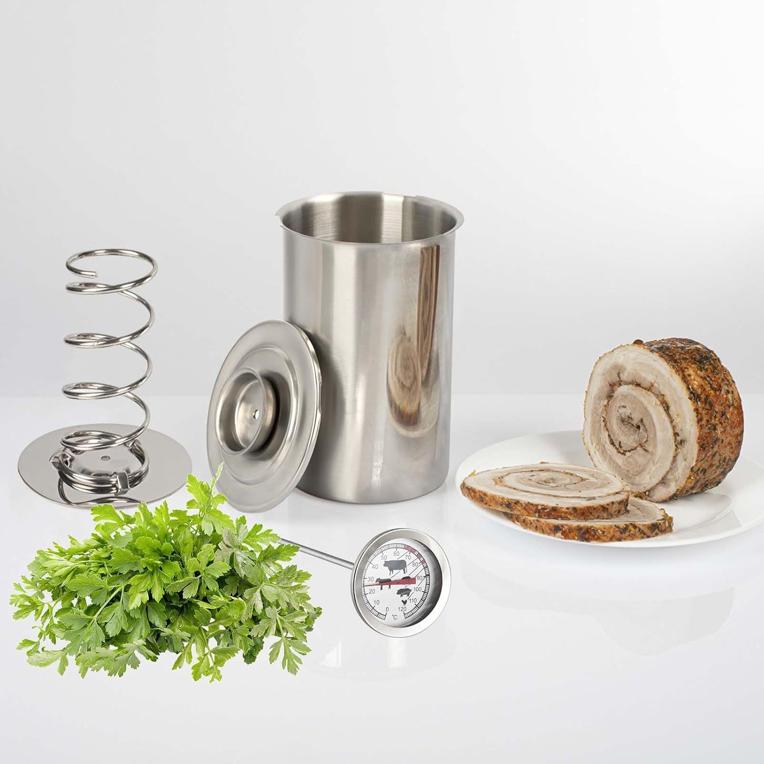 Stainless Steel Meat Cooker with Thermometer 2