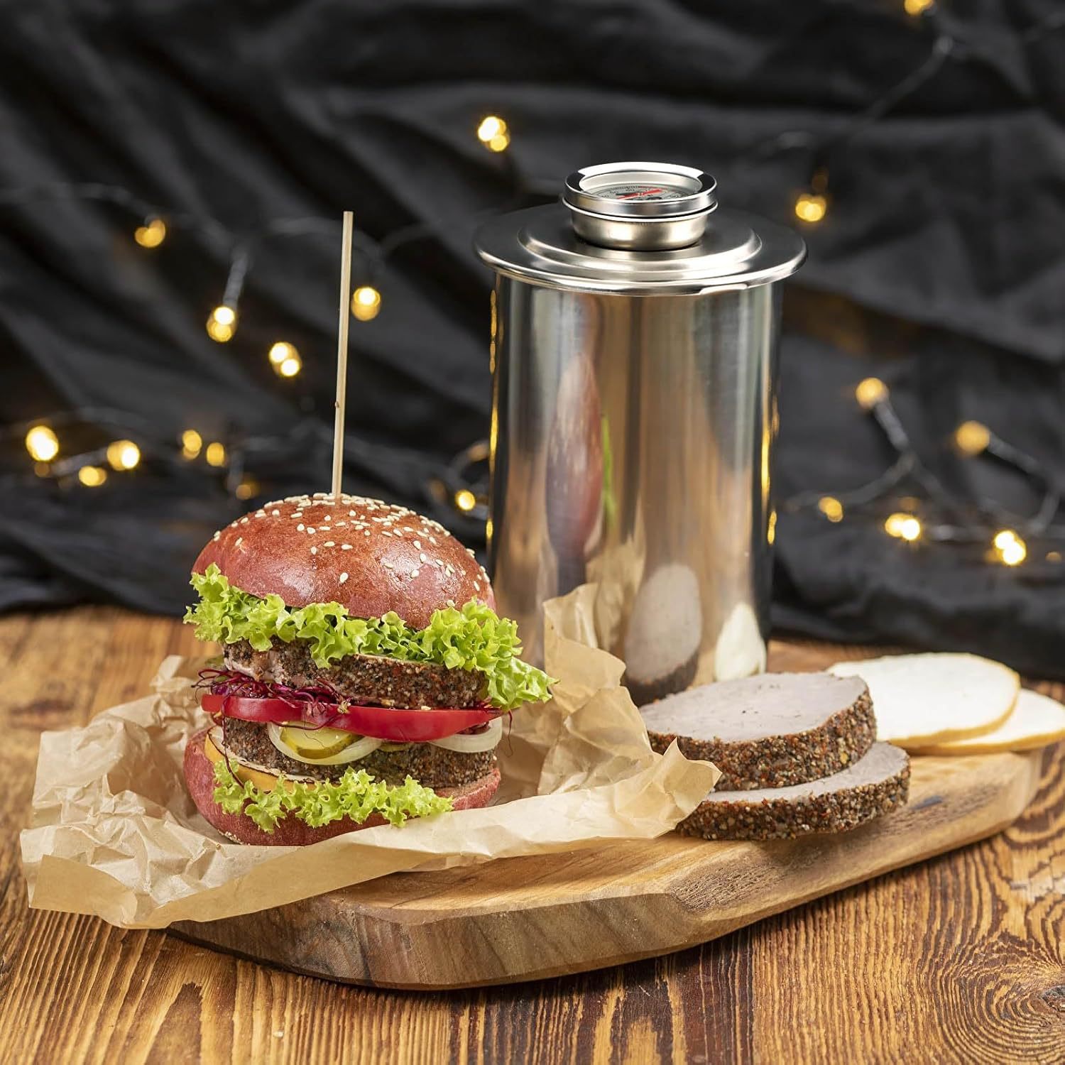 Stainless Steel Meat Cooker with Thermometer 2